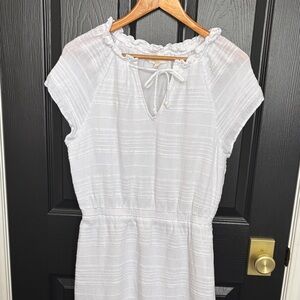 Cloth and Stone White Ruffle Sleeve Dress